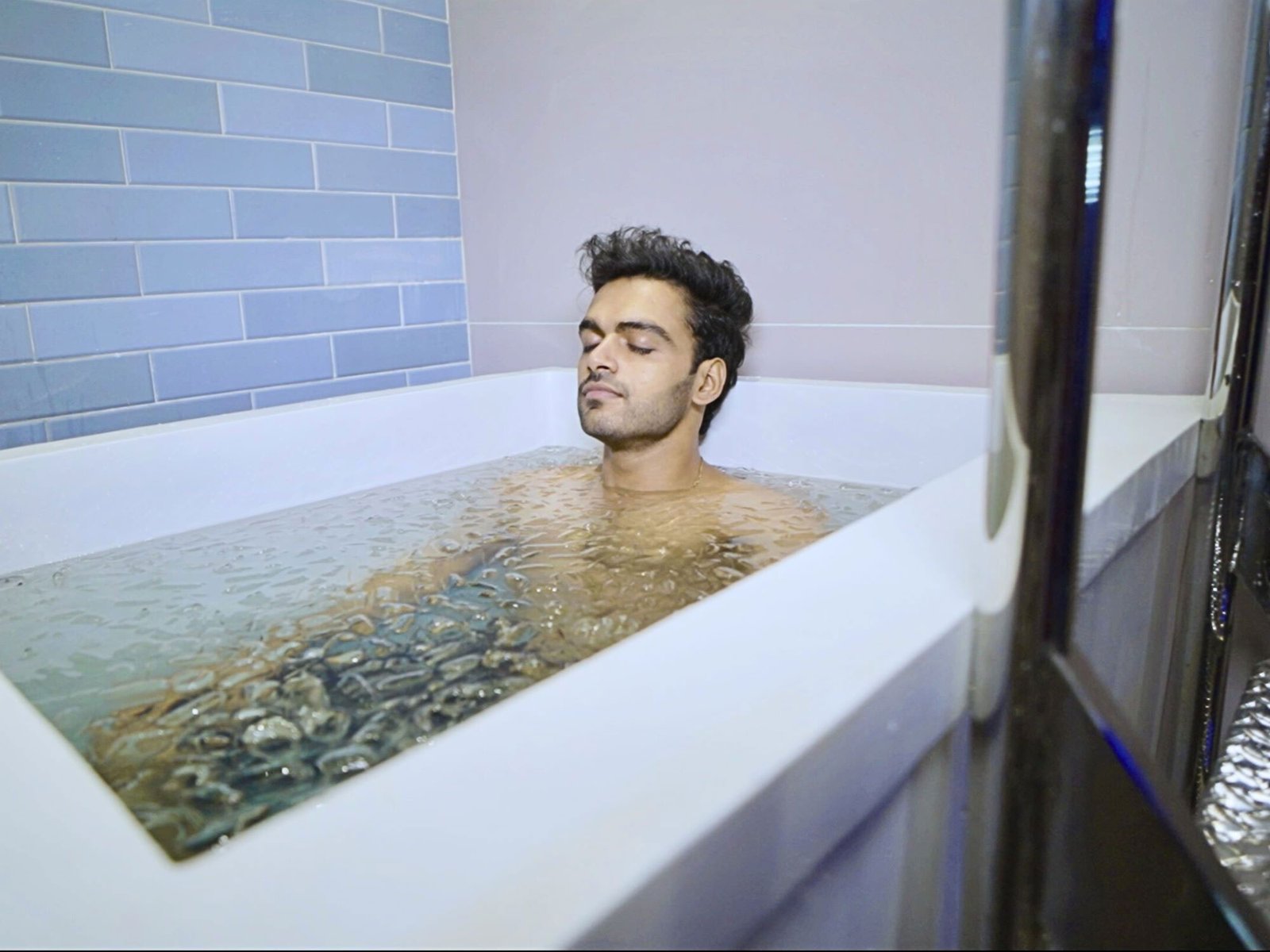 Ice Bath Session Cold therapy ice bath for muscle recovery, inflammation reduction, and post-workout pain relief.