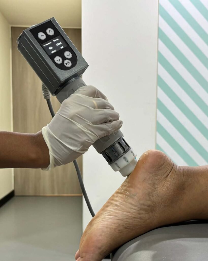 Acoustic Wave Therapy for pain relief and tissue regeneration using focused sound wave technology.