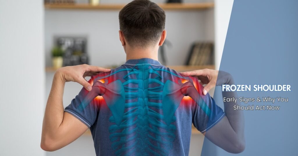 Frozen shoulder pain illustration showing stiffness and joint inflammation